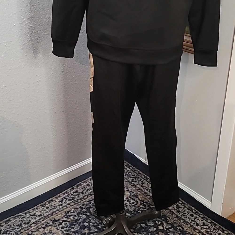INC black and metallic gold track suit pants and jacket size large - Picture 10 of 16